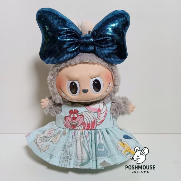 Alice in Wonderland Cheshire Cat Dress with Metallic Bow Labubu Outfit - Picture 1 of 5